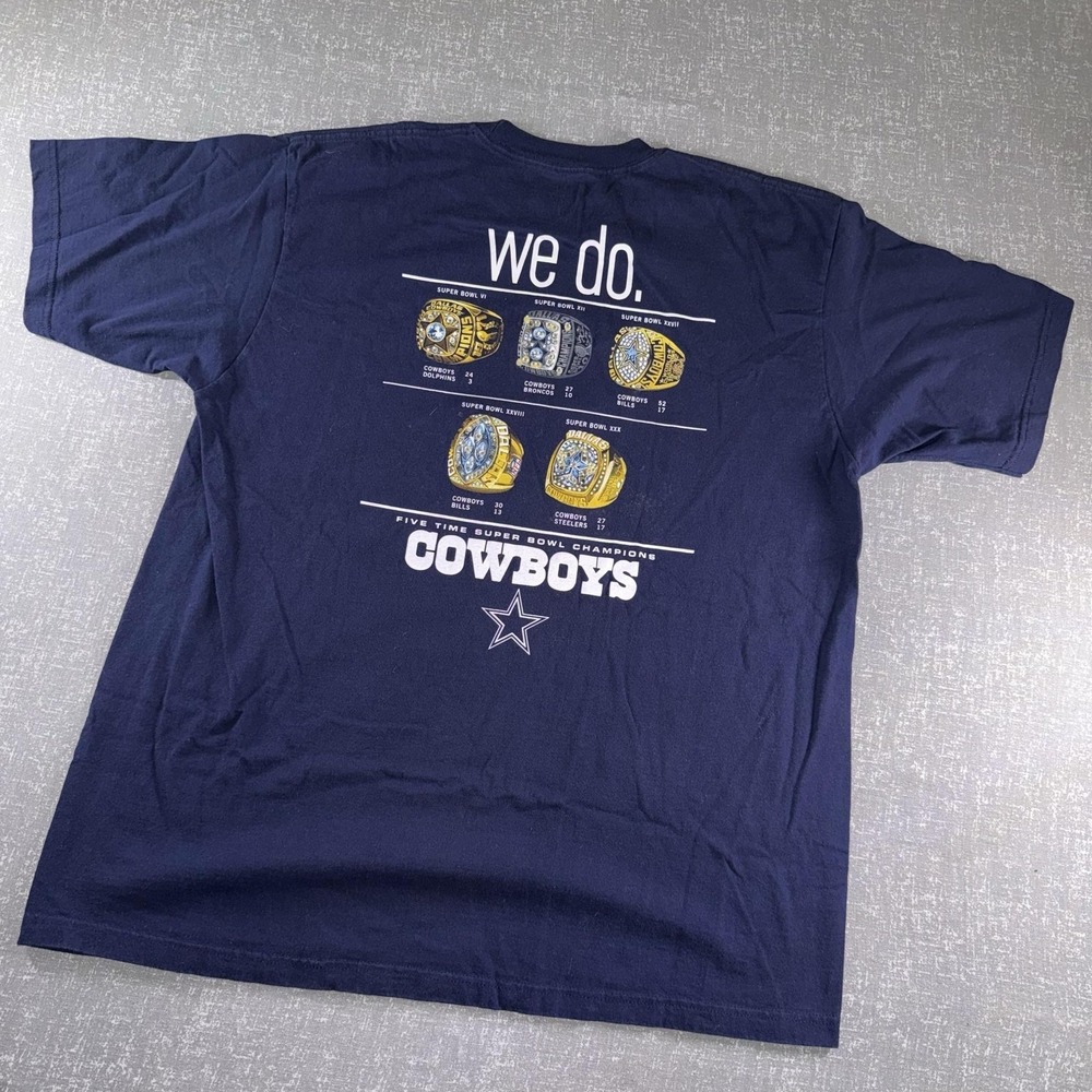 Dallas Cowboys Shirt Mens XL Blue NFL Football Five Super Bowl Champions Reebok
